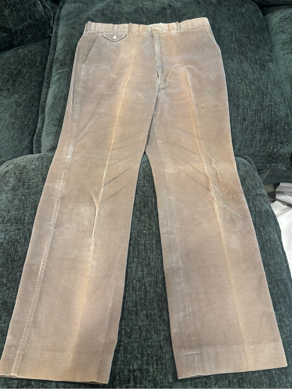 VTG Lands End Corduroy Pants 36x32 Tan FLAT Pleat 5-Pocket Made in USA